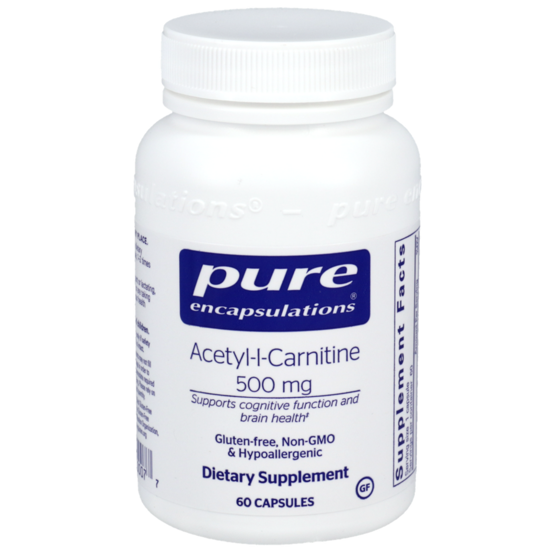 Acetyl I Carnitine 500 Mg Pure Encapsulations Bottle