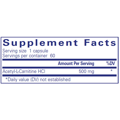 Acetyl I Carnitine 500 Mg Pure Encapsulations Ingredients