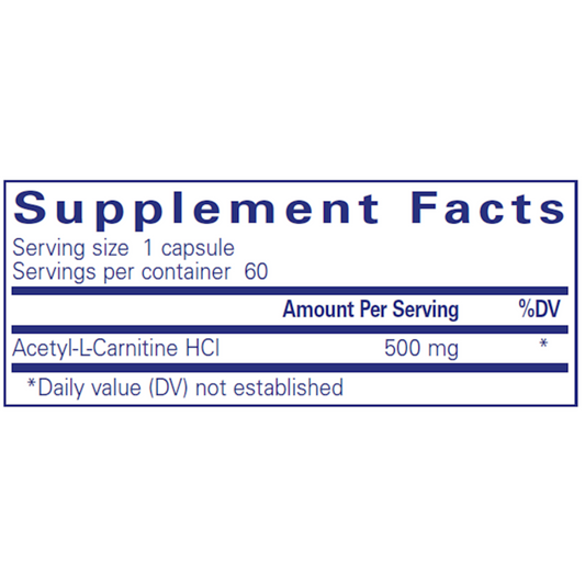 Acetyl I Carnitine 500 Mg Pure Encapsulations Ingredients