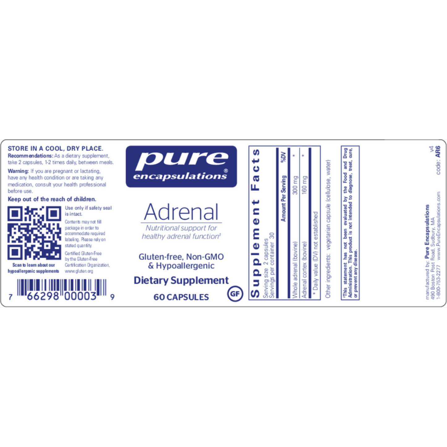Adrenal Pure Encapsulations Label