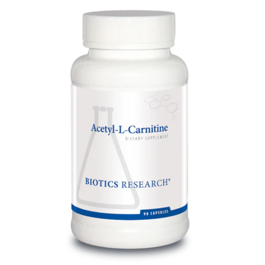Acetyl-L-Carnitine bottle by Biotics Research providing support for healthy brain function and neurotransmitter production