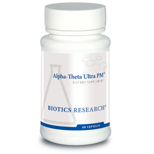 Alpha-Theta Ultra PM bottle by Biotics Research for restful sleep and neurotransmitter support