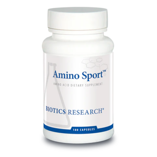 Amino Sport bottle by Biotics Research for bodybuilding and muscle rehabilitation support