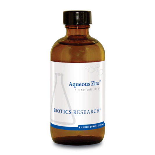 Aqueous Zinc liquid supplement bottle by Biotics Research for immune support