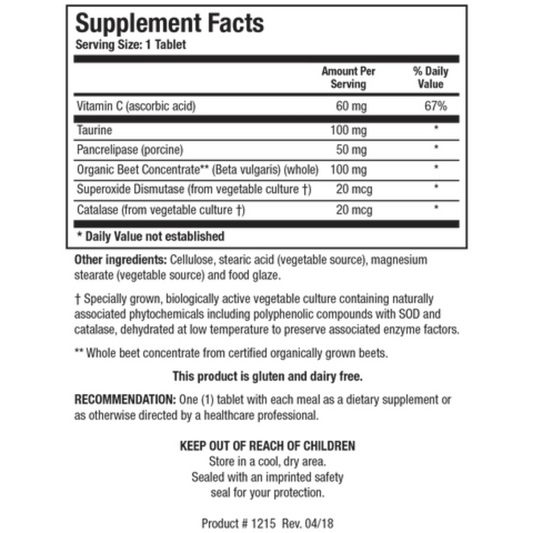 Biotics Research Beta TCP Ingredients