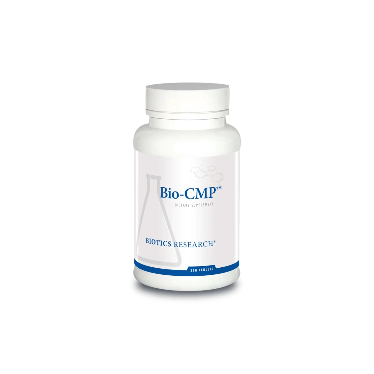 Front view of the Biotics Research Bio CMP bottle featuring the calcium magnesium and potassium mineral support formula