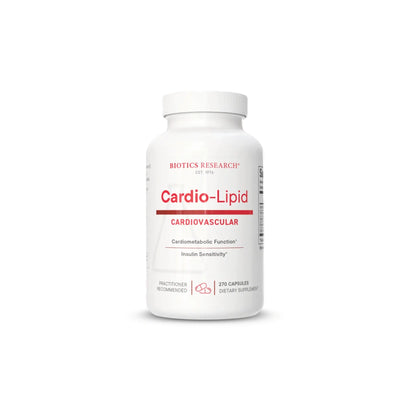 Front view of the Biotics Research Cardio Lipid bottle showcasing the advanced lipid and cardiovascular support formula
