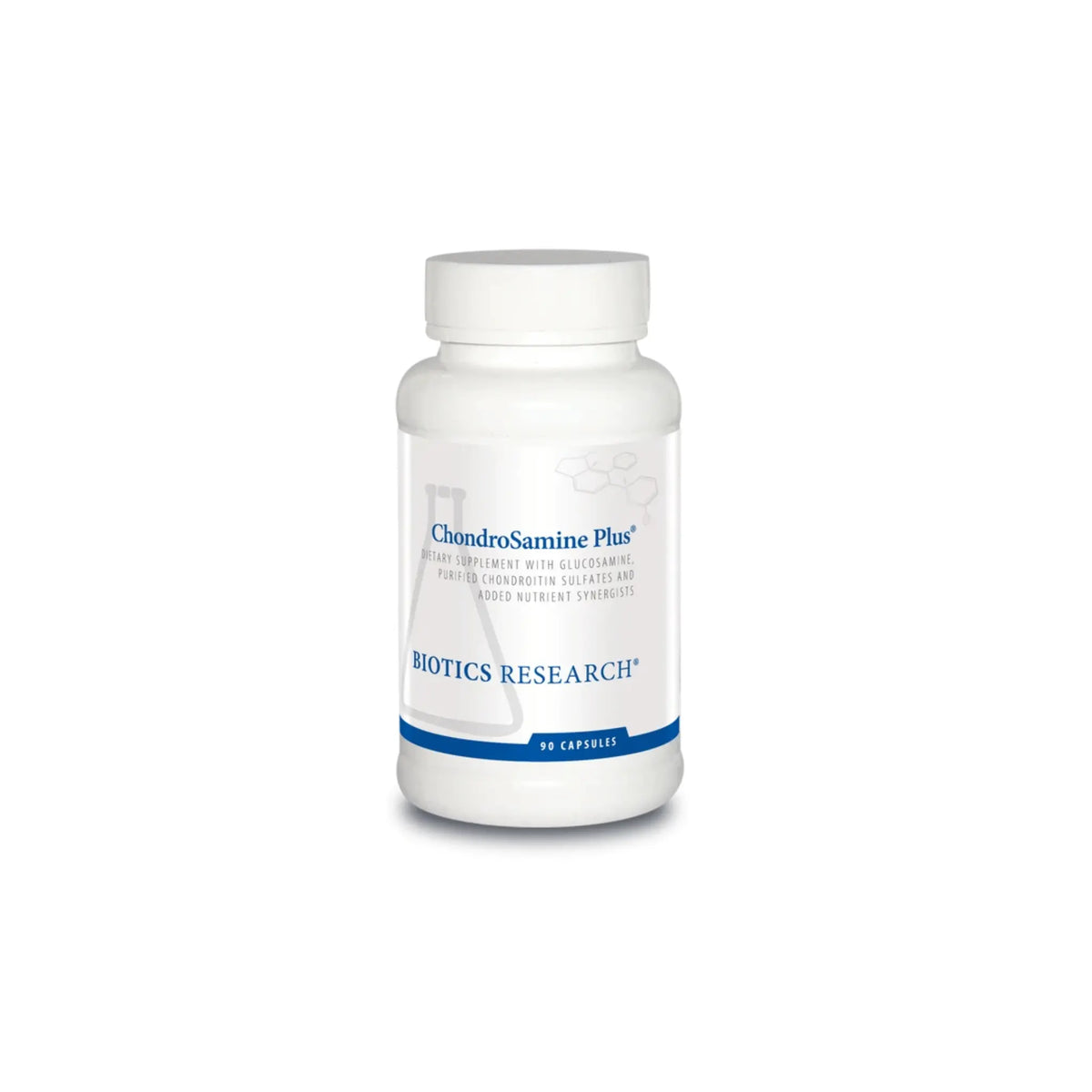 Front view of the Biotics Research ChondroSamine Plus bottle showcasing the comprehensive joint and cartilage support formula