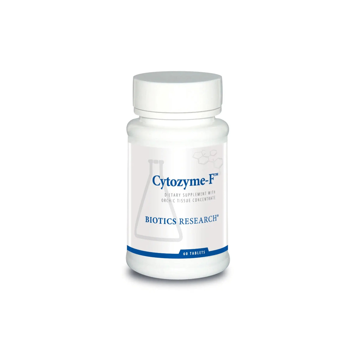 Front view of the Biotics Research Cytozyme F bottle showcasing the female glandular and endocrine support formula