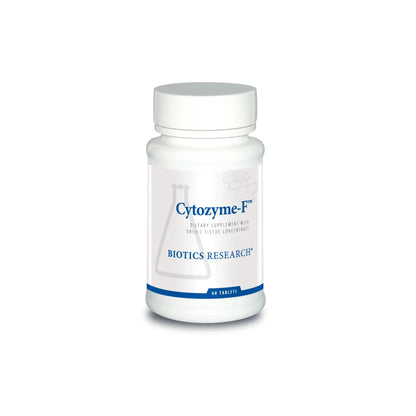 Front view of the Biotics Research Cytozyme F bottle showcasing the female glandular and endocrine support formula