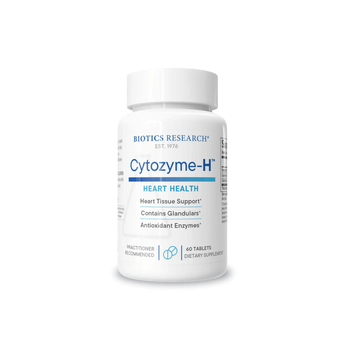 Front view of the Biotics Research Cytozyme H bottle showcasing the neonatal heart glandular and cardiovascular support formula
