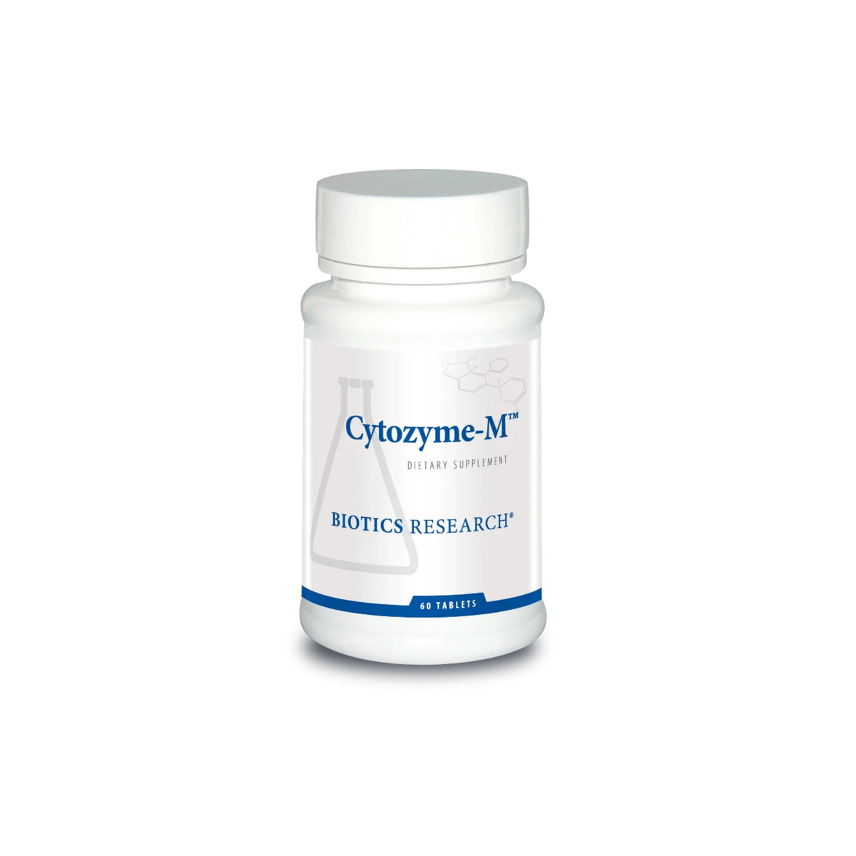 Front view of the Biotics Research Cytozyme M bottle showcasing the male glandular and endocrine support formula