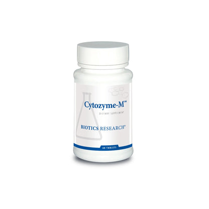 Front view of the Biotics Research Cytozyme M bottle showcasing the male glandular and endocrine support formula