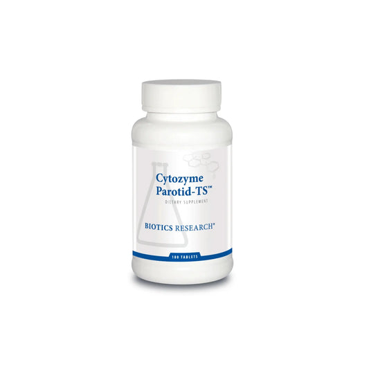 Front view of the Biotics Research Cytozyme Parotid TS bottle showcasing the parotid glandular and salivary support formula