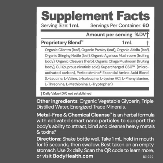 Body Health Metal Free Chemical Cleanse Ingredients