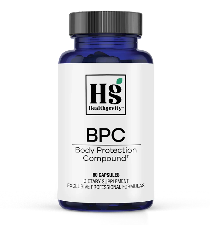 Body protection compound supplement bottle.