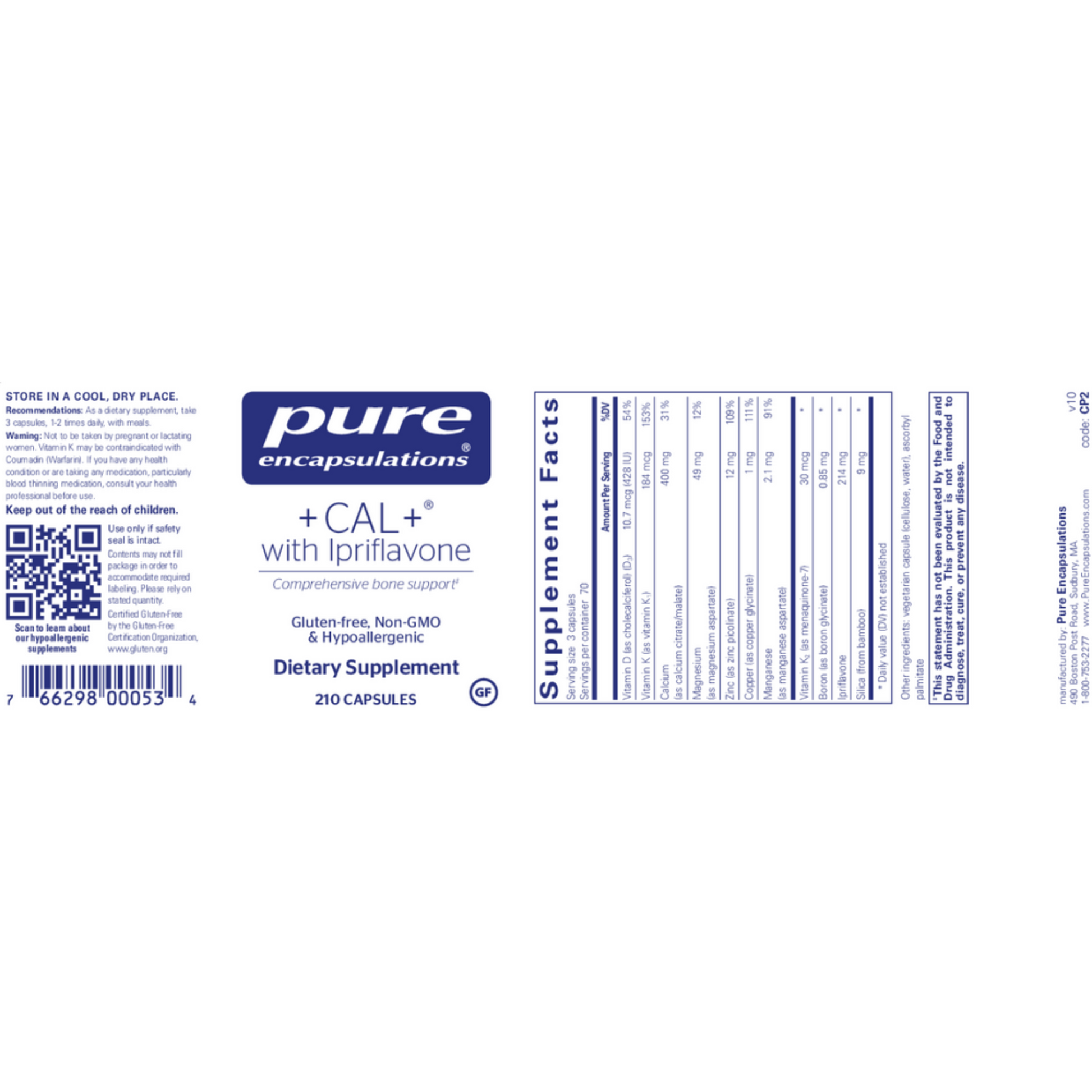 Cal With Ipriflavonce Pure Encapsulations Label