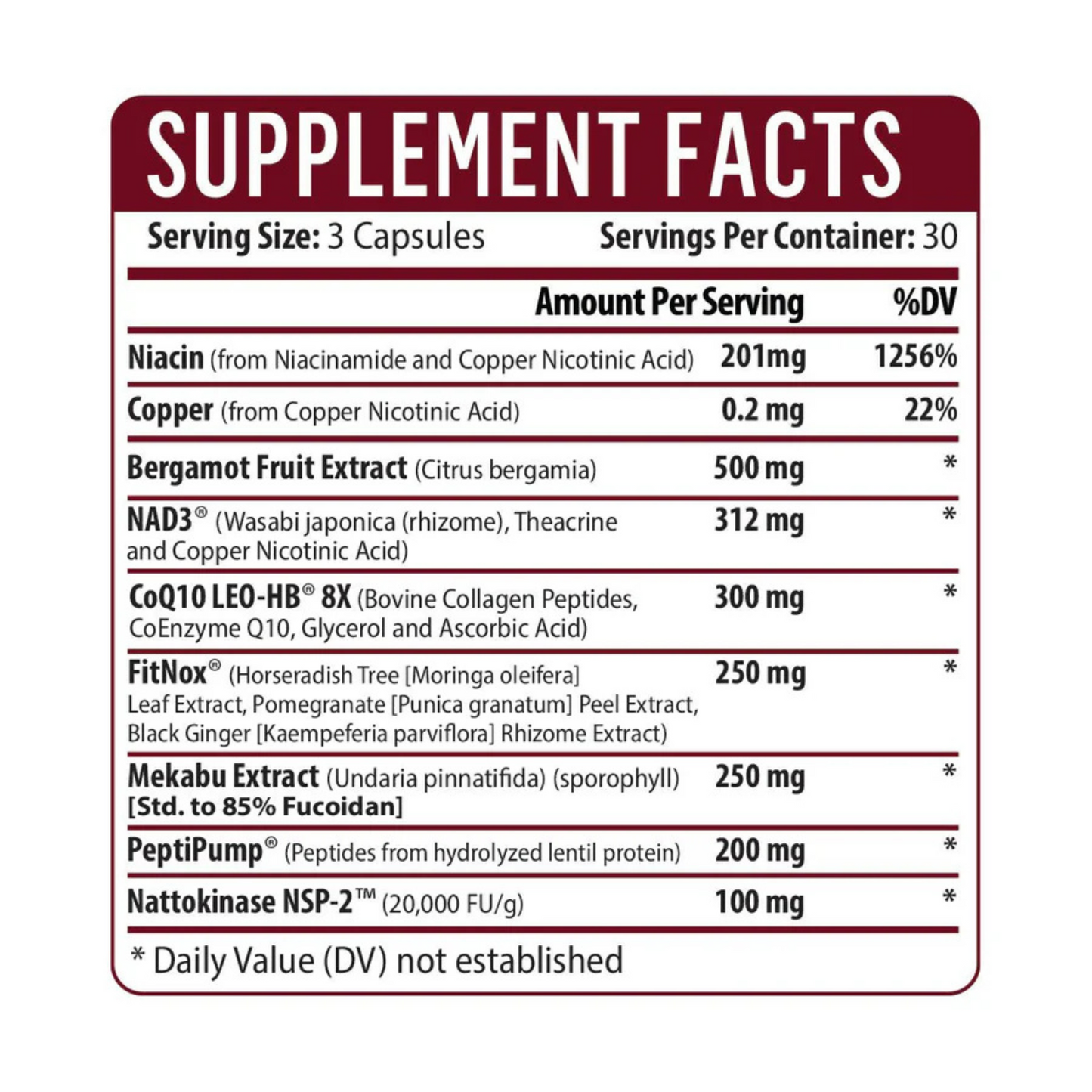 Cardio NAD Healthgevity Ingredients