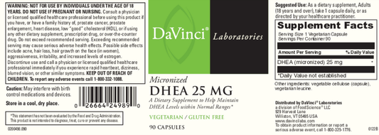 DHEA (مُجهر) 25 ملغ من DaVinci Labs 