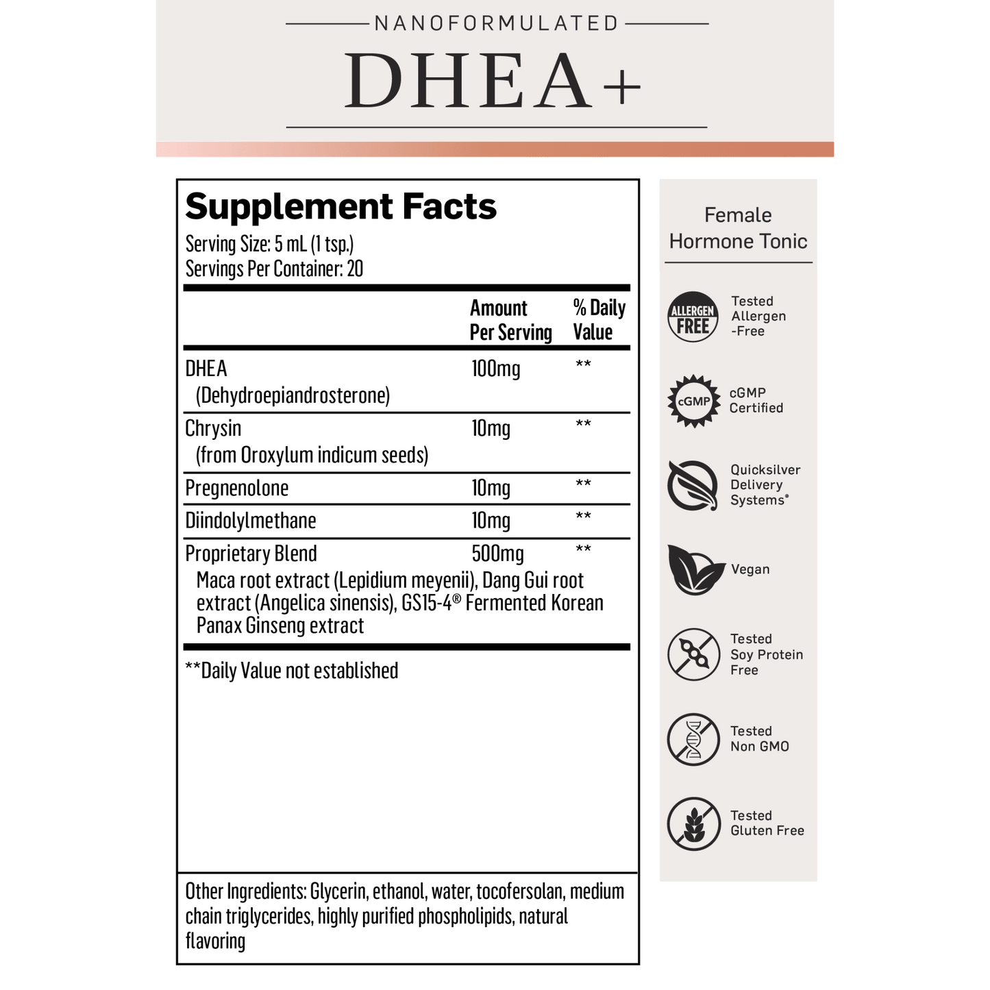 DHEA Qicksilver Scientific label