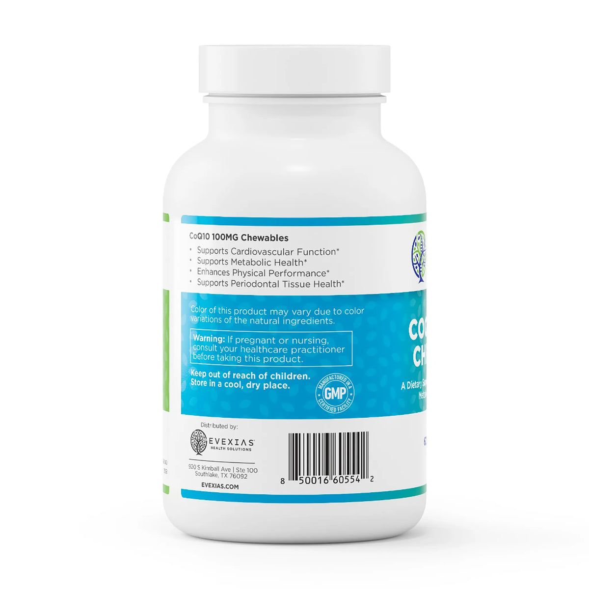 evexias health coq10 100mg chews description label