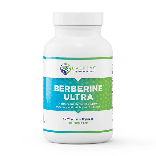Evexias Health berberine ultra supplement bottle front label