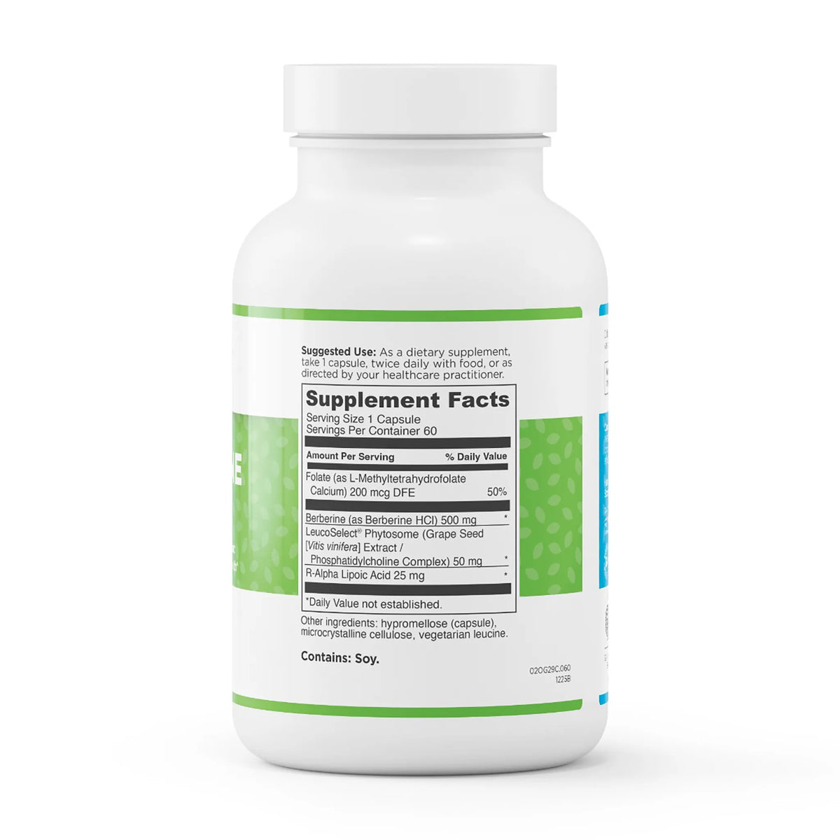 Evexias Health berberine ultra supplement bottle supplement facts and ingredients label