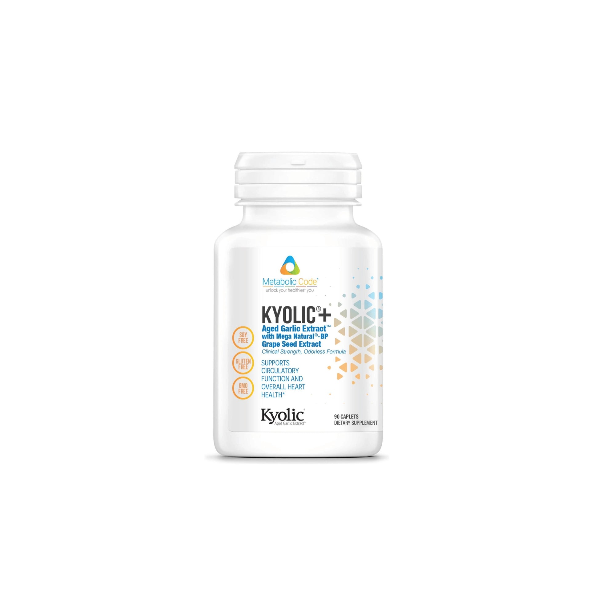 Front of Kyolic+ bottle by Evexias Health Solutions