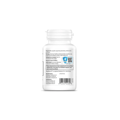 Side of Kyolic+ bottle showing product details and warning label