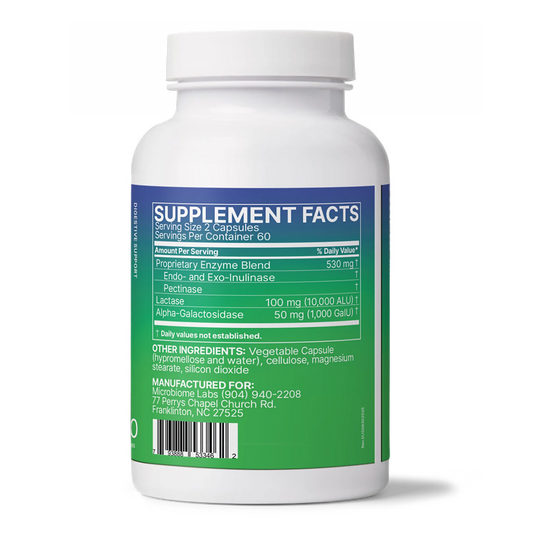 Fodmate Microbiome Labs Ingredients and Supplement Facts Label