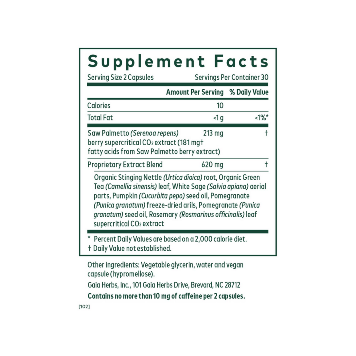 Gaia Herbs Pro Prostate Formula Ingredients