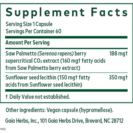 Gaia Herbs Pro Saw Palmetto Ingredients
