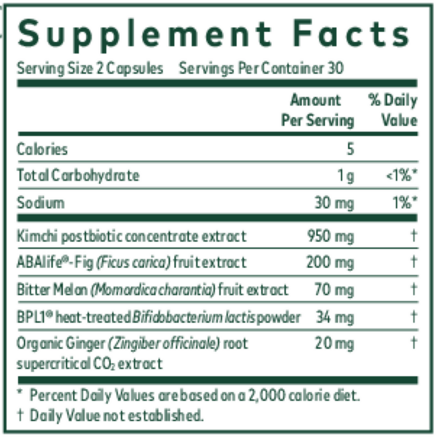 Gaia Herbs Pro Tr Glycemic Ingredients