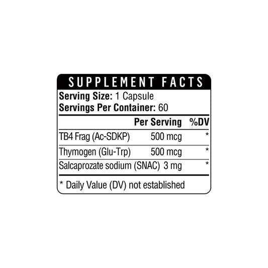 T-Frag 500 Plus by Healthgevity supplement facts panel displaying ingredients