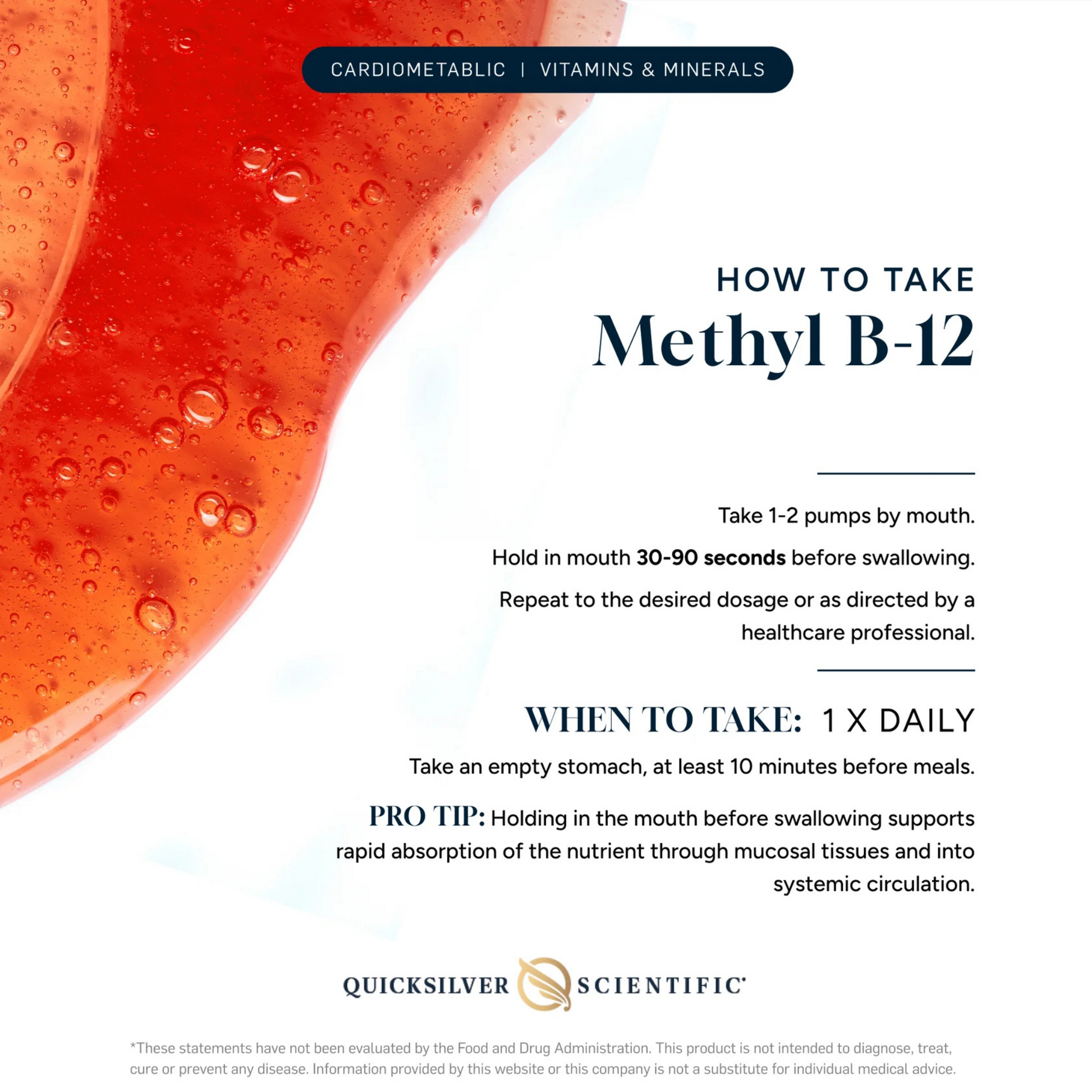 Instructions for how to take methyl b12 by quicksilver