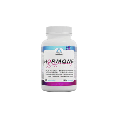 Front view of LVLUP Health Hormone Harmony bottle showing the comprehensive hormone support formula