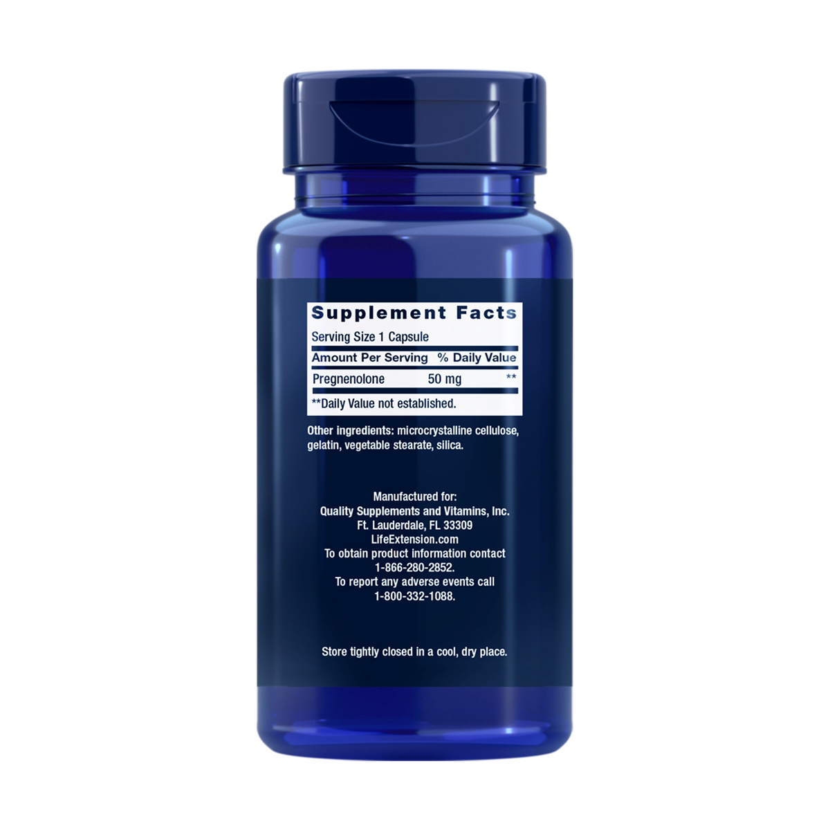 Life Extension Pregnenolone supplement facts label