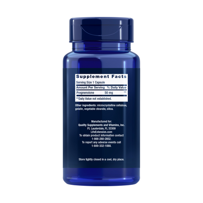 Life Extension Pregnenolone supplement facts label