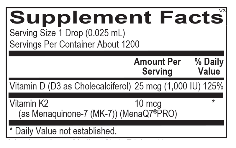 Liquid Vitamin D3 with K2 by Ortho Molecular