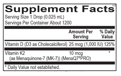 Liquid Vitamin D3 with K2 by Ortho Molecular