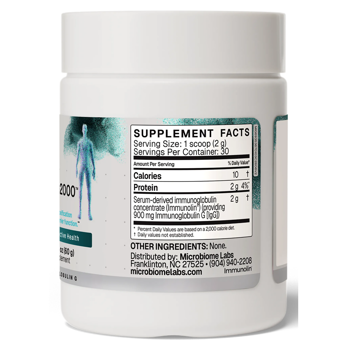 Mega IgG2000 Powder 
Microbiome Labs Ingredients Label