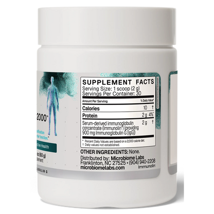 Mega IgG2000 Powder 
Microbiome Labs Ingredients Label