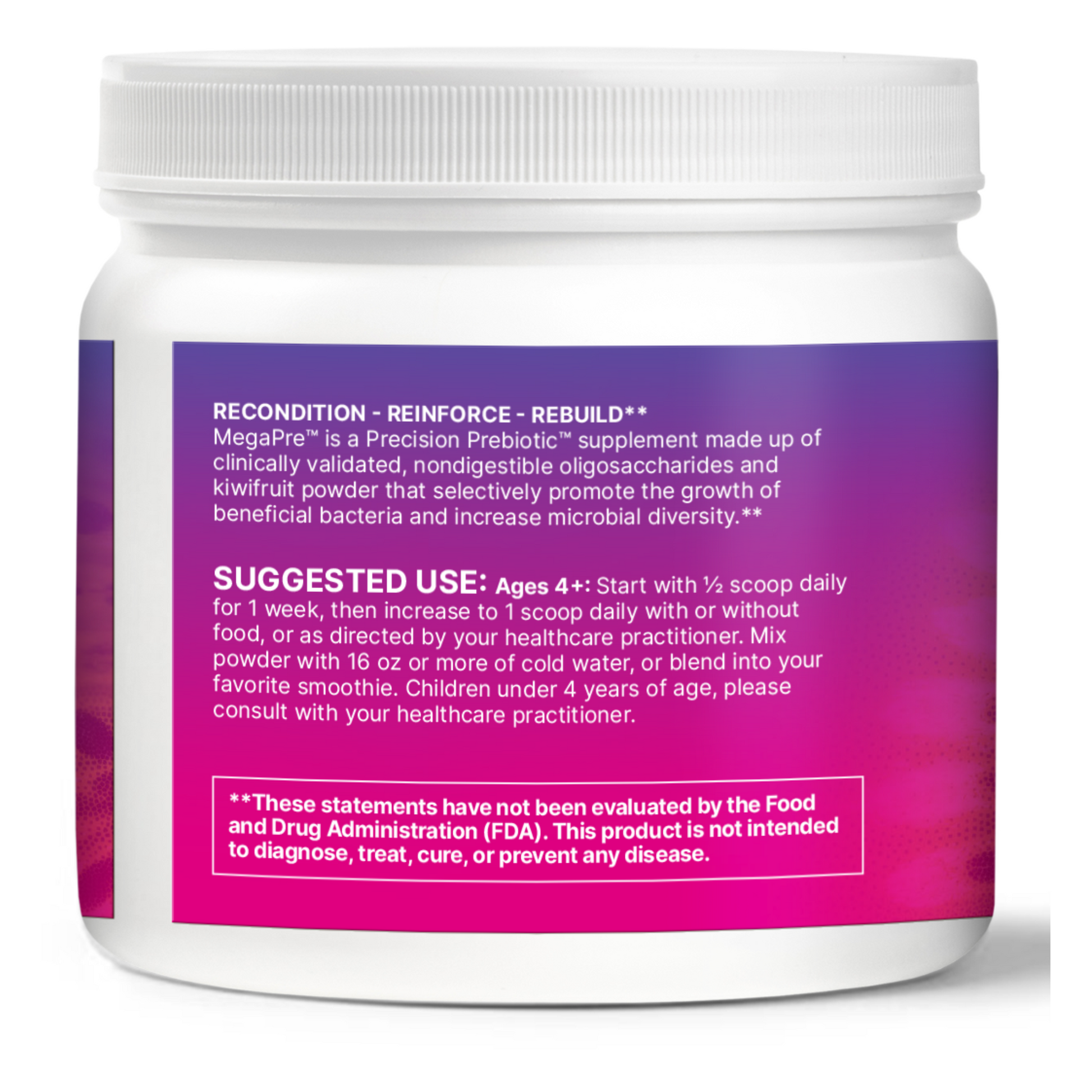 Mega Pre Powder Microbiome Labs Back Label