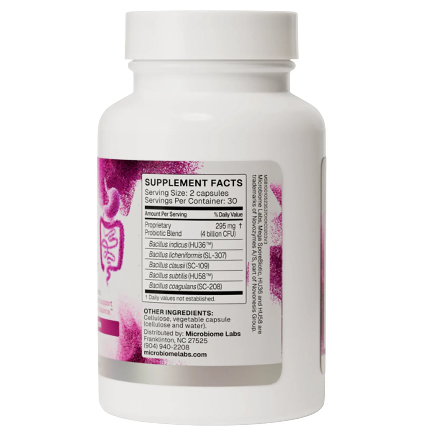 Mega Spore Biotic Microbiome Labs 60 Capsules Nutritional Facts Bottle Label