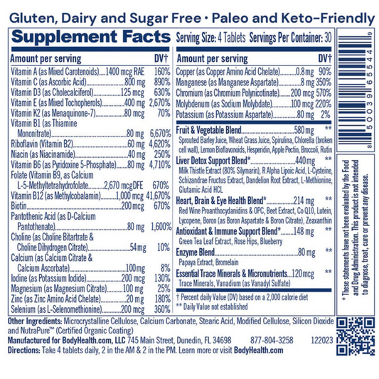 Multi Complete Body Health Ingredients