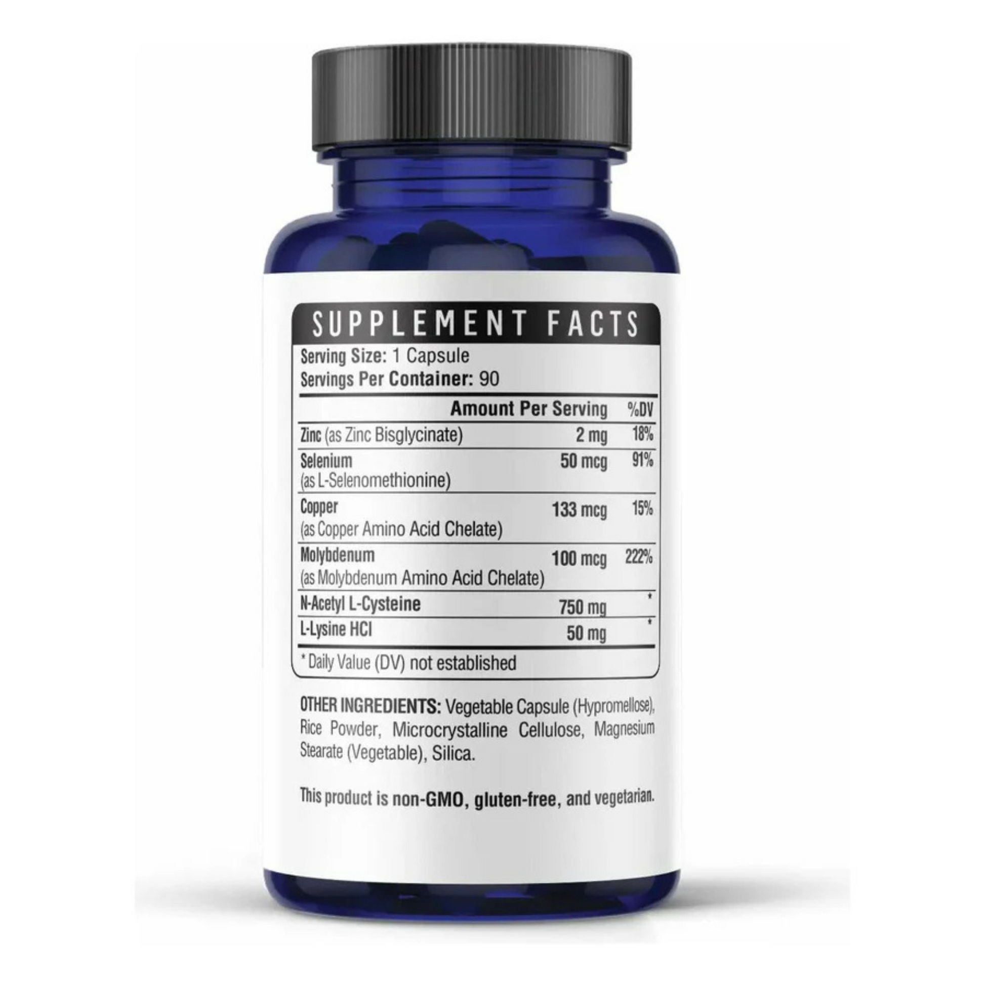 NAC 750 Healthgevity Supplement Back Label