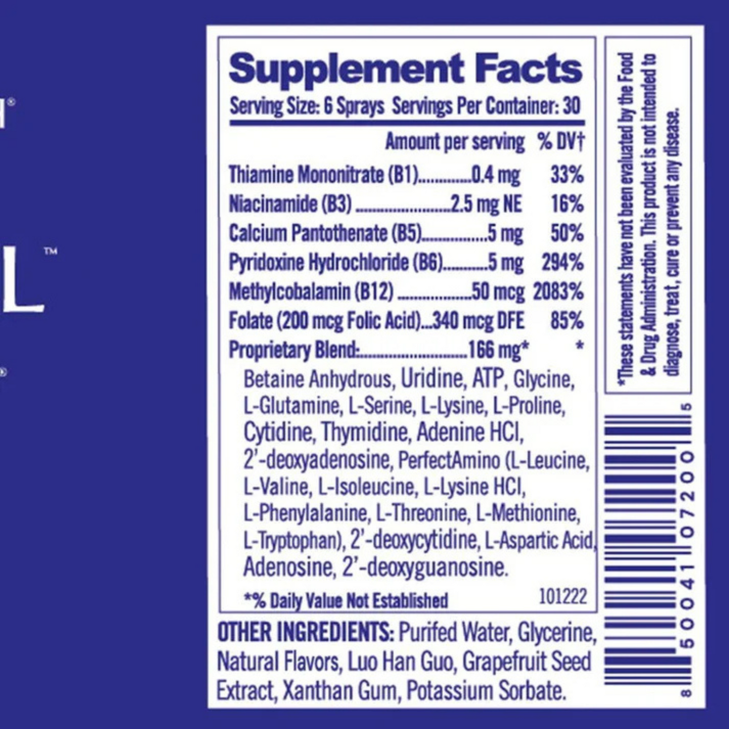 Nu Cell Perfect Amino Body Health Vial Ingredients