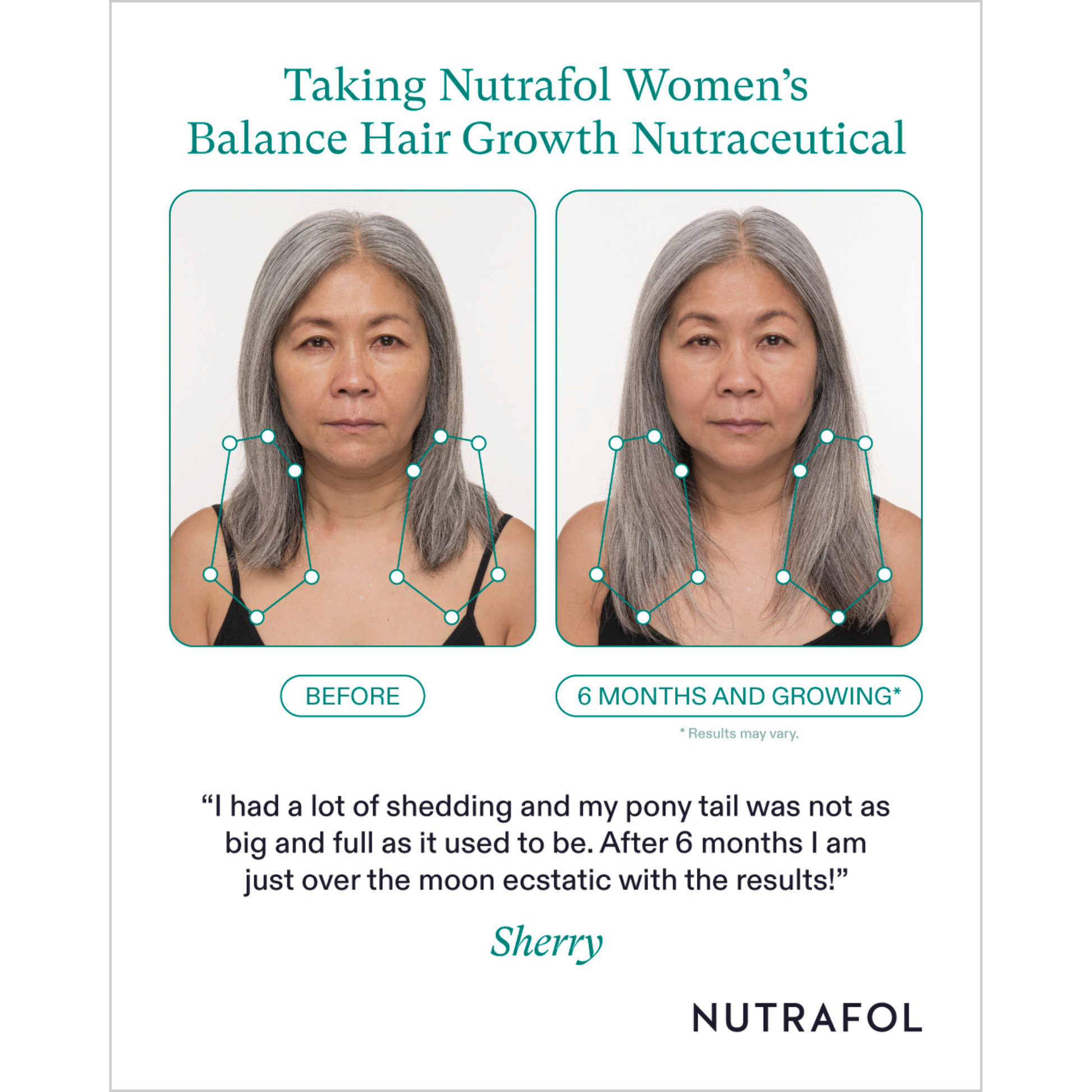 A before and after of a woman using Nutrafol age 45 or older