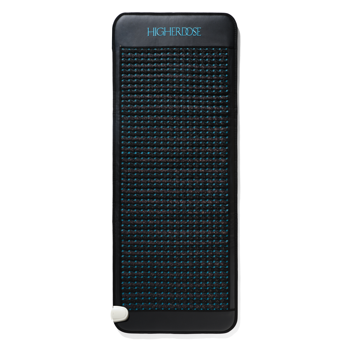HigherDOSE PEMF Pro Mat black infrared recovery mat with built-in PEMF technology and amethyst crystals for pain relief and relaxation