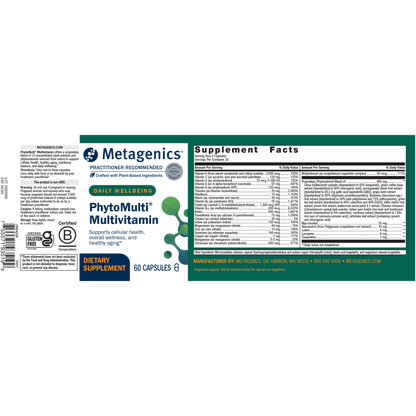 Metagenics PhytoMulti Multivitamin label on a white background